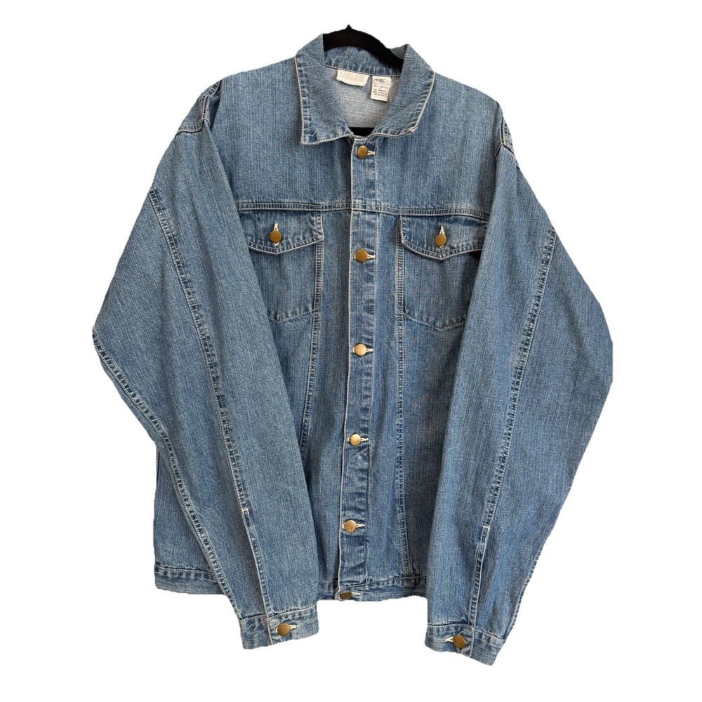 Men's Kingsize Blue Button Jean Jacket Big & Tall Size L Pockets Classic